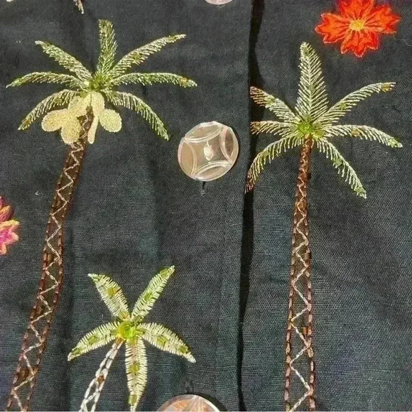 New Direction Jacket Womens Size L Black Embroidered & Beaded- Island Theme - Picture 6 of 9